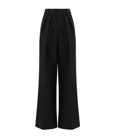 Zimmermann Pleated Wool Wide-leg Pants In Black
