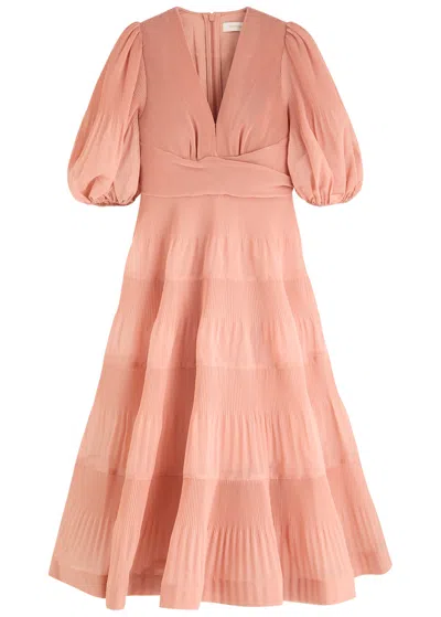 ZIMMERMANN ZIMMERMANN PLISSÉ ORGANZA MIDI DRESS