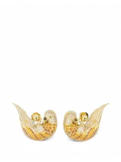 Zimmermann Plume Pavé Studs In Gold