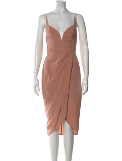Pre-owned Zimmermann Plunge Drape Midi Length Dress In Pink