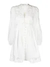Zimmermann + Net Sustain August Guipure Lace-trimmed Gathered Linen Mini Dress In White