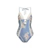 Zimmermann Cascadian Keyhole Crochet One Piece Tea Blue Botanical Floral