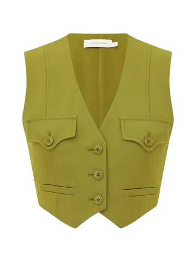 Zimmermann Pocket Button Waistcoat In Green