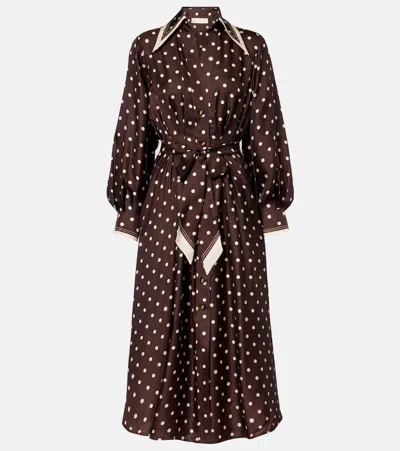 Zimmermann Polka-dot Belted Silk Shirt Dress