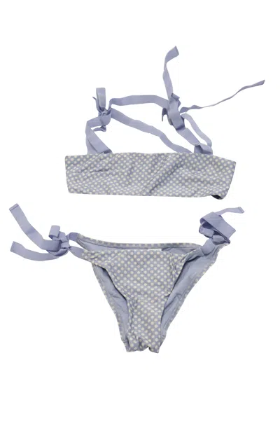 Zimmermann Polka Dot Bikini In Blue Polyamide In Gray