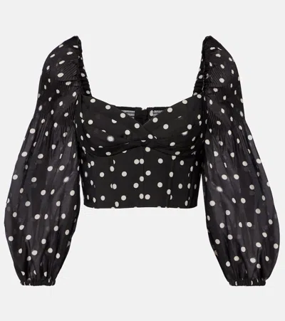 Zimmermann Polka-dot Crop Top In Black