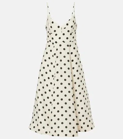 Zimmermann Polka-dot Linen Midi Dress In White