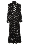 Zimmermann Polka Dot Pleated Midi Dress With Removable Pussy Bow In Black/cream Dot