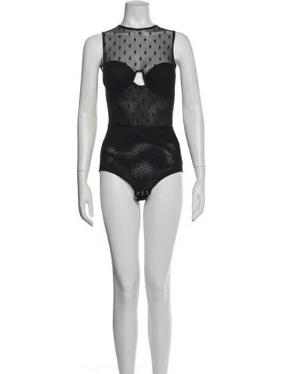 Pre-owned Zimmermann Polka Dot Print Crew Neck Bodysuit In Blue