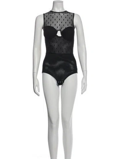 Pre-owned Zimmermann Polka Dot Print Crew Neck Bodysuit In Blue
