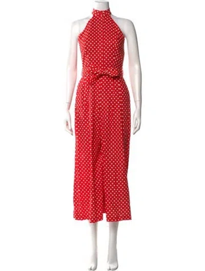 Pre-owned Zimmermann Polka Dot Print Halterneck Jumpsuit In Red
