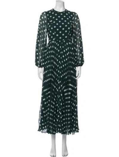 Pre-owned Zimmermann Polka Dot Print Long Dress In Green