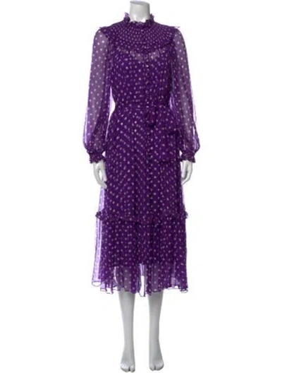 Pre-owned Zimmermann Polka Dot Print Long Dress In Purple