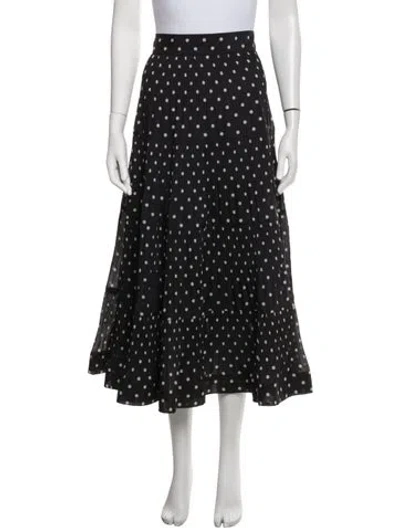 Pre-owned Zimmermann Polka Dot Print Long Skirt In Black