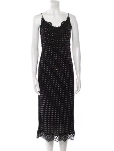 Pre-owned Zimmermann Polka Dot Print Midi Length Dress In Black