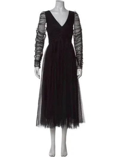 Pre-owned Zimmermann Polka Dot Print Midi Length Dress In Black