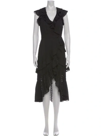 Pre-owned Zimmermann Polka Dot Print Midi Length Dress In Black