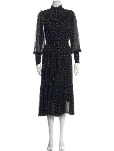Pre-owned Zimmermann Polka Dot Print Midi Length Dress In Black