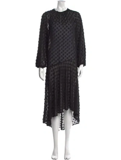 Pre-owned Zimmermann Polka Dot Print Midi Length Dress In Black