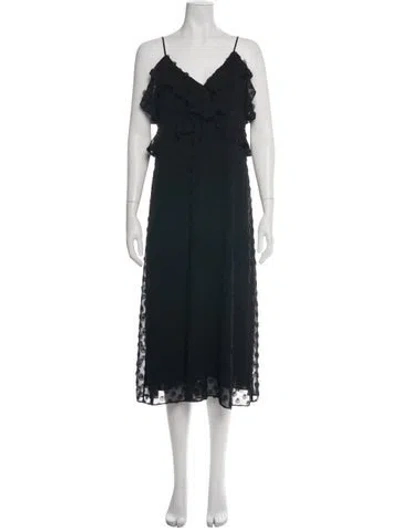 Pre-owned Zimmermann Polka Dot Print Midi Length Dress In Black