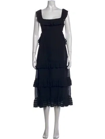 Pre-owned Zimmermann Polka Dot Print Midi Length Dress In Black