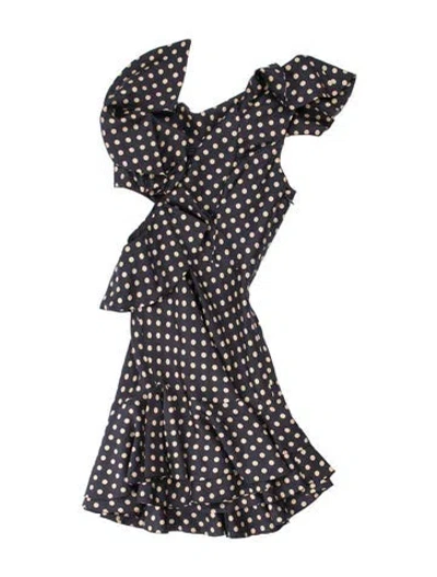 Pre-owned Zimmermann Polka Dot Print Midi Length Dress In Blue