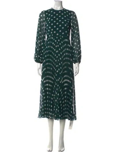 Pre-owned Zimmermann Polka Dot Print Midi Length Dress In Green
