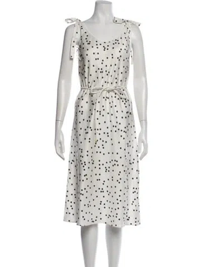 Pre-owned Zimmermann Polka Dot Print Midi Length Dress In White