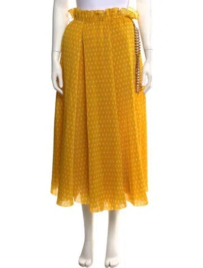 Pre-owned Zimmermann Polka Dot Print Midi Length Skirt In Yellow