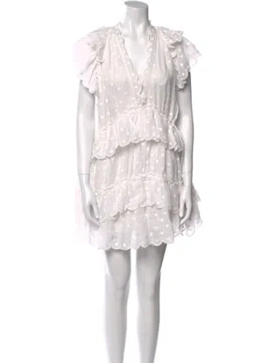 Pre-owned Zimmermann Polka Dot Print Mini Dress In White