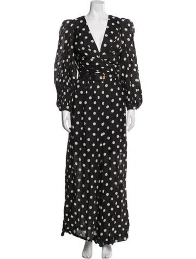 Pre-owned Zimmermann Polka Dot Print Pant Set In Black