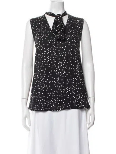 Pre-owned Zimmermann Polka Dot Print Tie Neck Blouse In Black