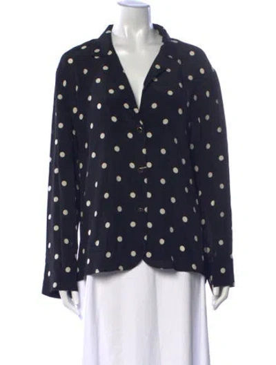 Pre-owned Zimmermann Polka Dot Print V-neck Blouse In Blue