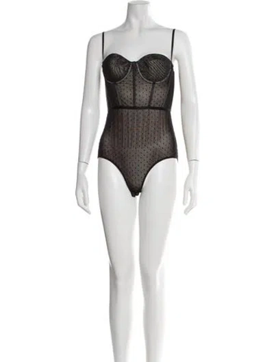 Pre-owned Zimmermann Polka Dot Print V-neck Bodysuit In White