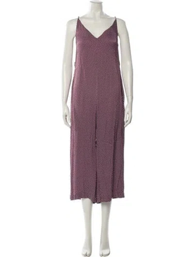 Pre-owned Zimmermann Polka Dot Print V-neck Jumpsuit In Burgundy