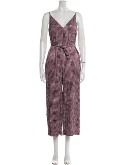 Pre-owned Zimmermann Polka Dot Print V-neck Jumpsuit In Red