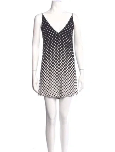 Pre-owned Zimmermann Polka Dot Print V-neck Romper In Black