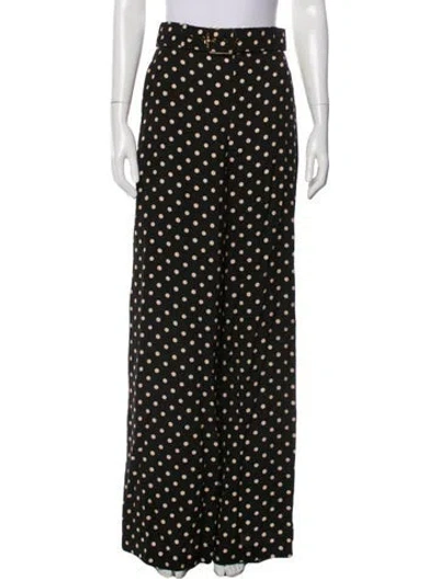 Pre-owned Zimmermann Polka Dot Print Wide Leg Pants In Black