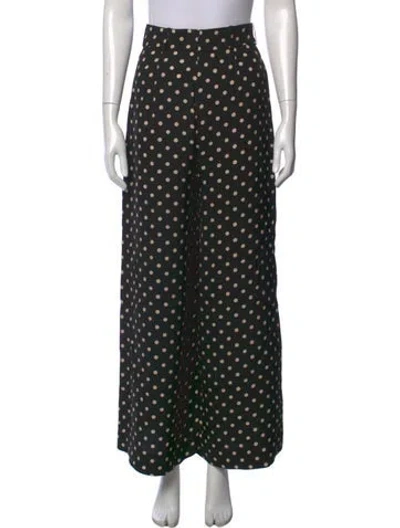Pre-owned Zimmermann Polka Dot Print Wide Leg Pants In Black
