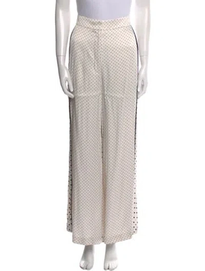Pre-owned Zimmermann Polka Dot Print Wide Leg Pants In White