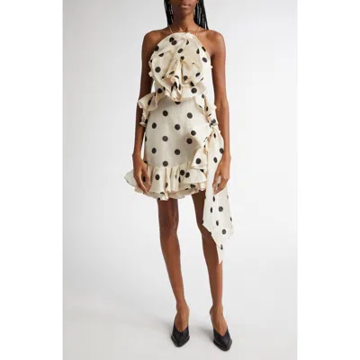 Zimmermann Polka Dot Ruffle Linen Minidress