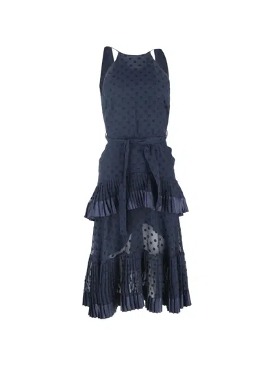 Pre-owned Zimmermann Polka-dot Ruffled Dress In Blue
