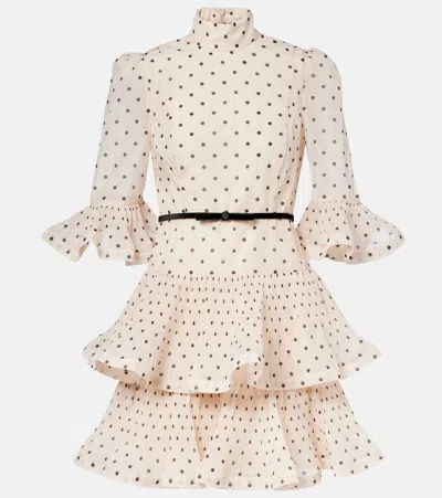 Zimmermann Polka-dot Ruffled Minidress In Multi