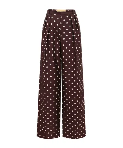 Zimmermann Polka Dot Straight Leg Pants In Black