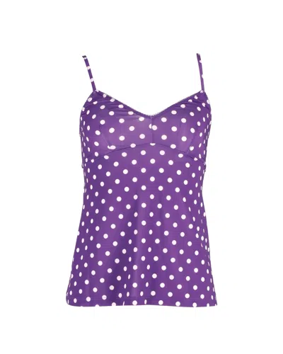 Zimmermann Polka Dot Tank Top In Purple Silk