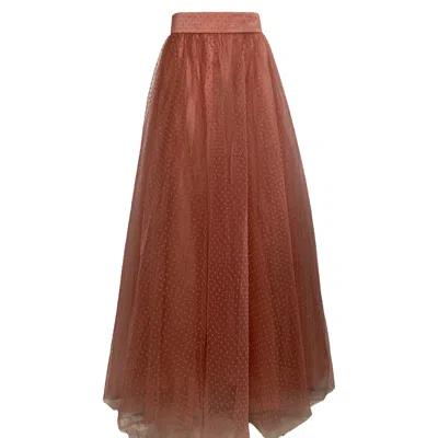 Zimmermann Polka Dot Tulle Maxi Skirt In Blush Polyester In Pink
