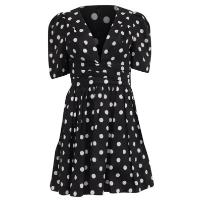 Zimmermann Polka-dot Mini Dress In Black Linen
