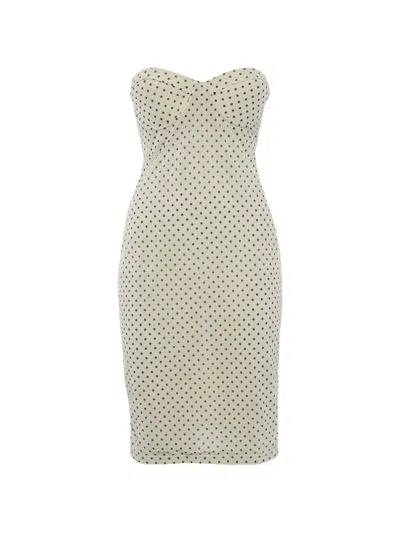 Pre-owned Zimmermann Polka-dot Strapless Midi Dress In Neutral