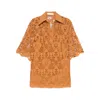 Zimmermann Womens Biscuit Coco Lace V-neck Woven Top Xs