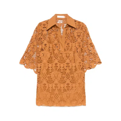 Zimmermann Coco Lace Tunic Top In Biscuit In Brown